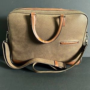 Jack Georges Pebbled Suede & Leather Messenger Crossbody Briefcase Case